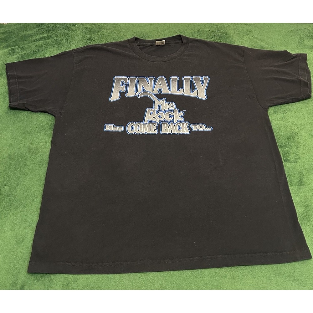 VTG The Rock WWF Nashville Wrestling Promo T-Shirt Mens XXL Murina Black Tee